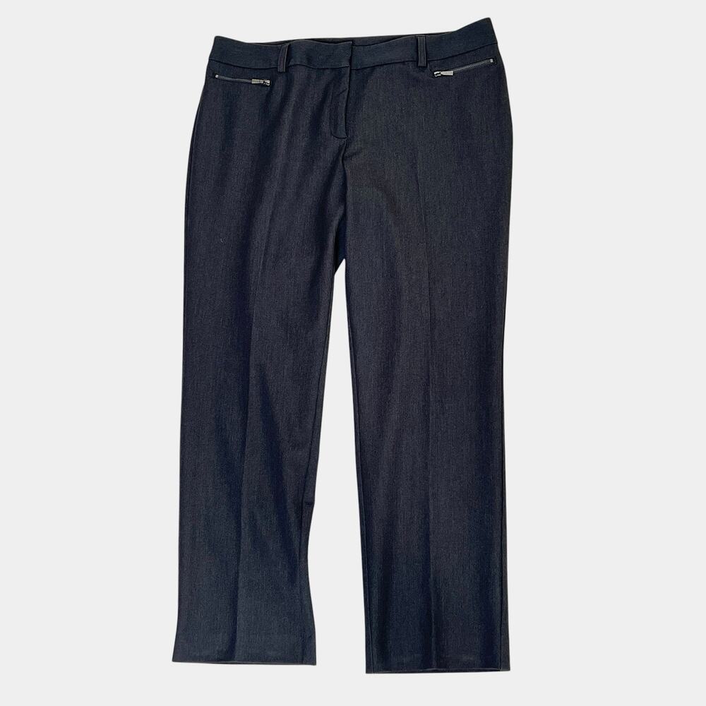 Anne Klein Dress Pants Size 14 Heather Black Zip Pockets Capsule Slacks Classic